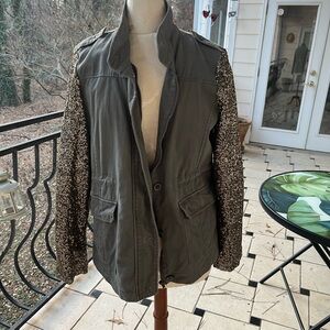 Deb Utility Jacket with Sequin Sleeves